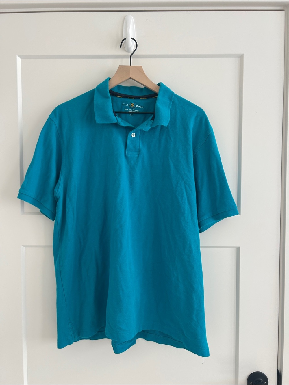 Club Room Men’s XL 100% Pima Cotton Teal Polo Shirt Preppy Golf